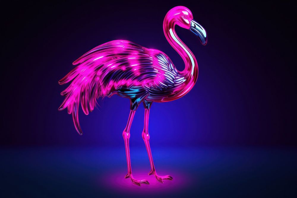 Neon flamingo animal bird wildlife.