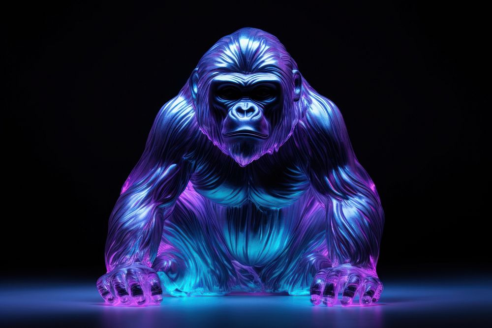 Neon full body of gorilla wildlife animal mammal.