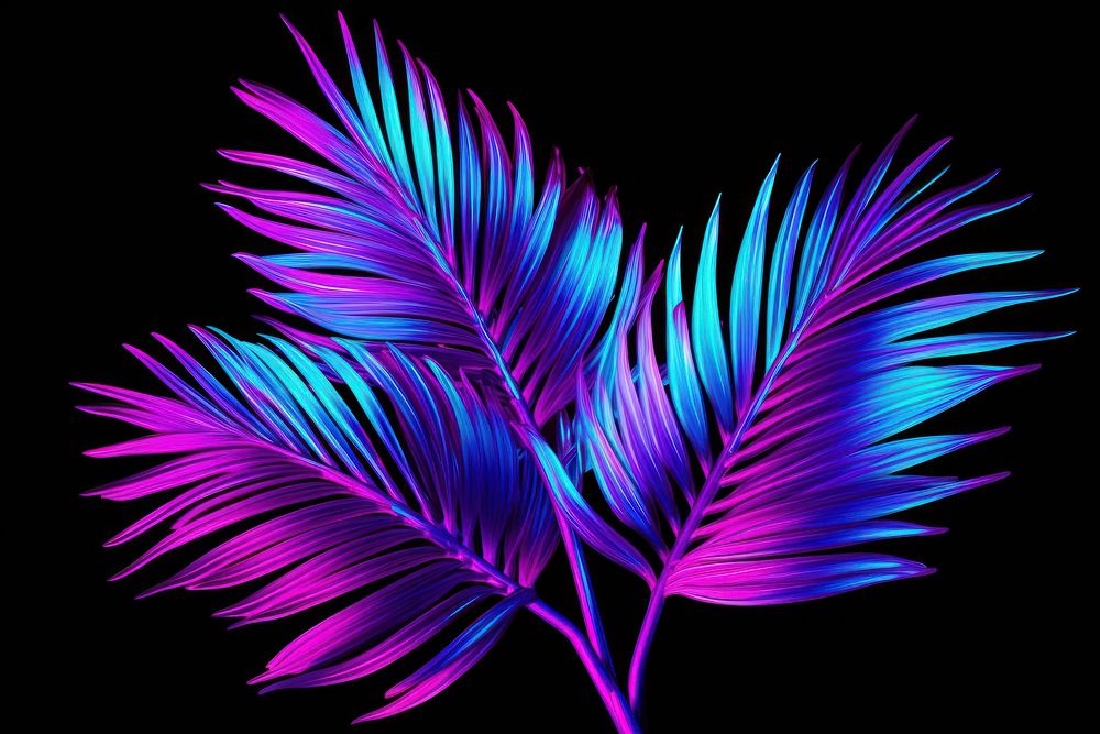 Neon palm leaves pattern nature purple.