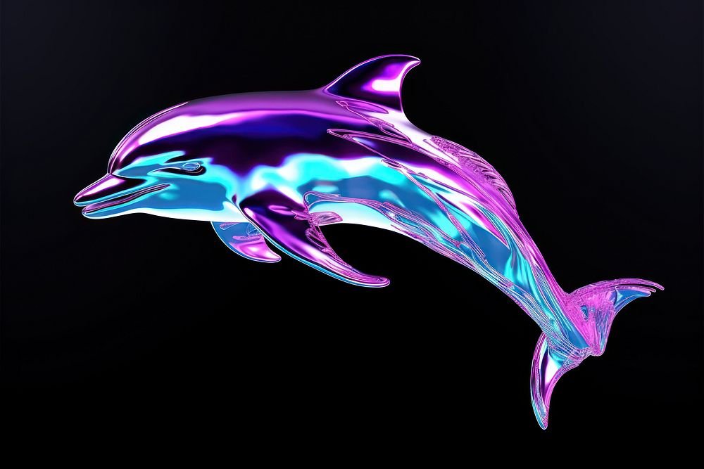 Neon small dolphin animal mammal fish.