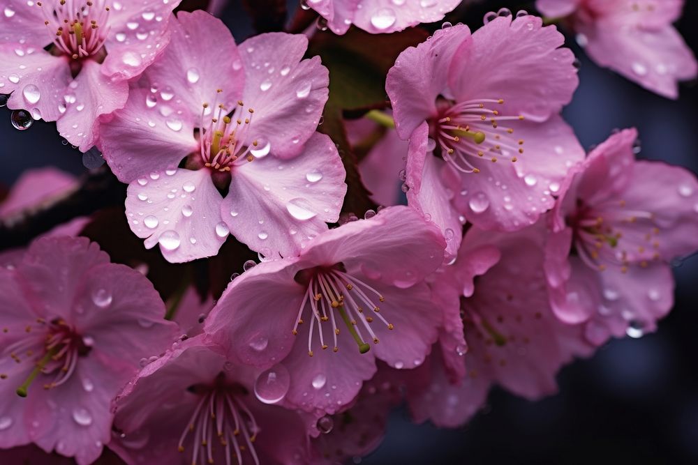 Sakura with dew blossom flower nature.