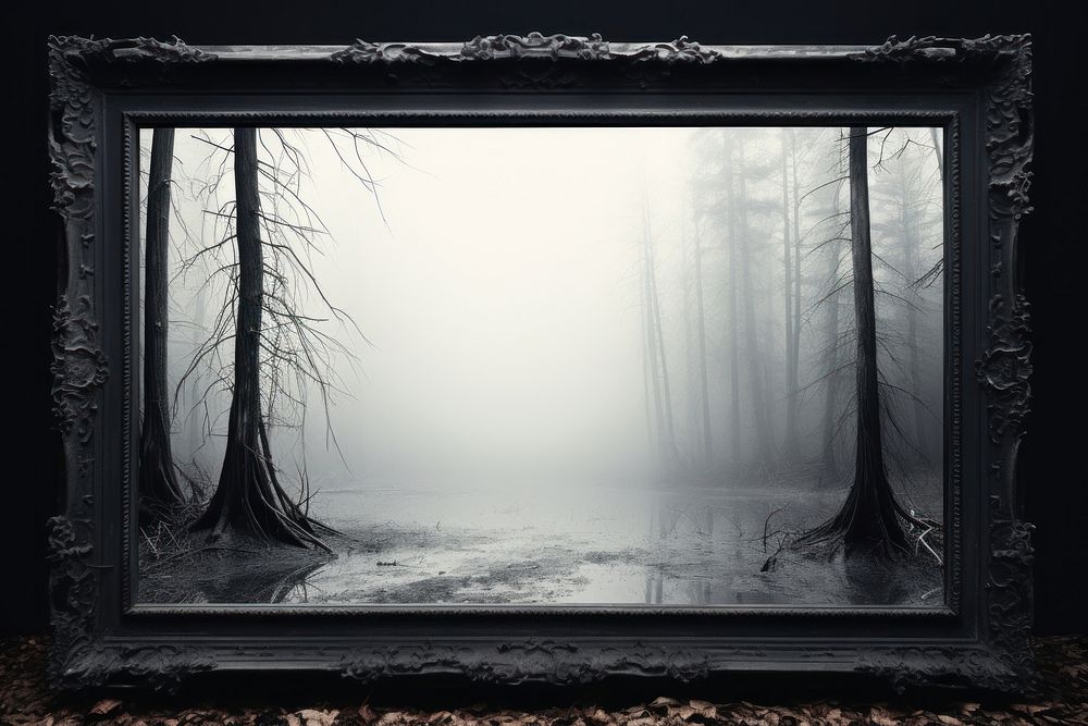 Mirror frame nature black tranquility.