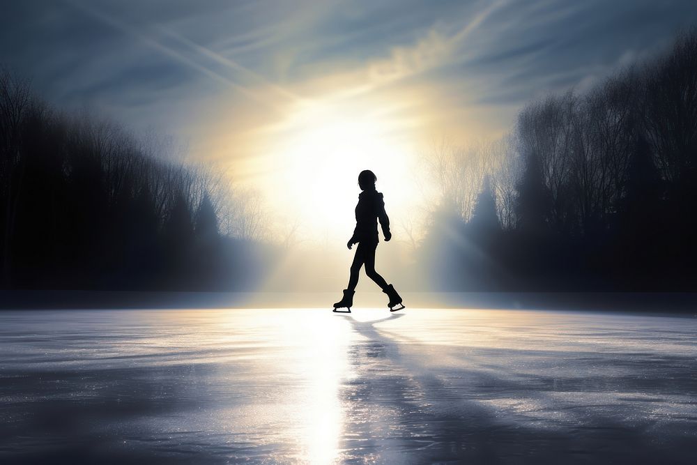Ice skating silhouette footwear sports.