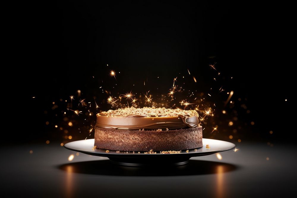Birthday cake dessert sparks light.
