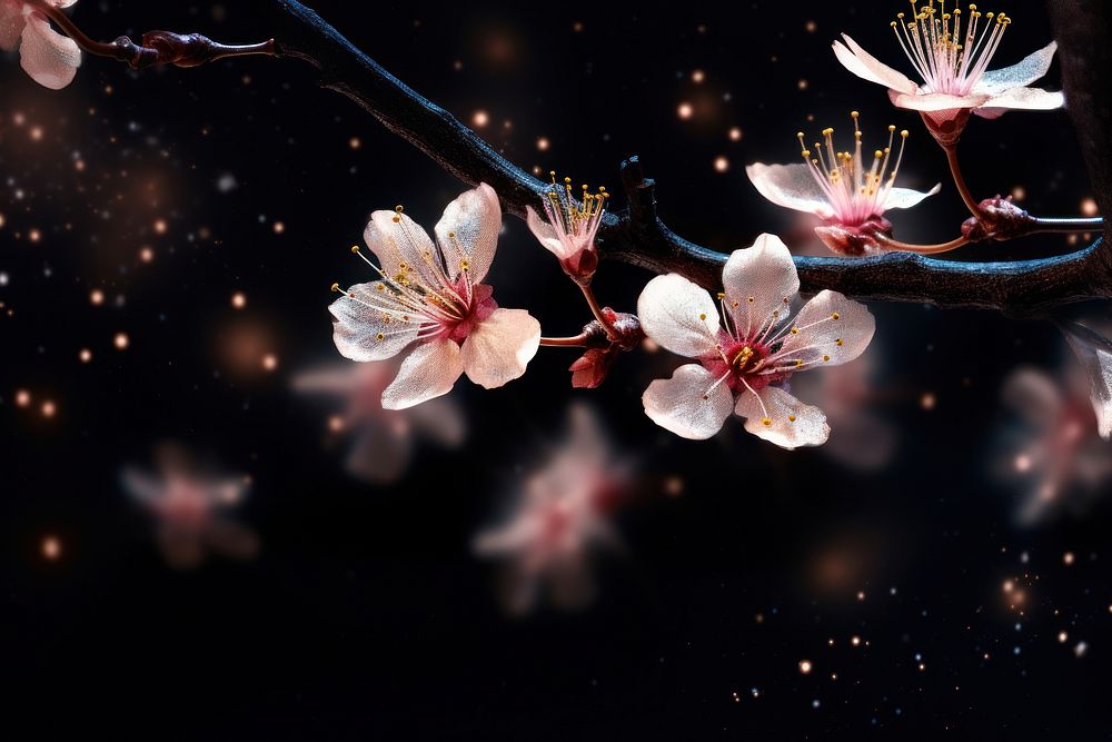 Starry sakura blossom flower plant.