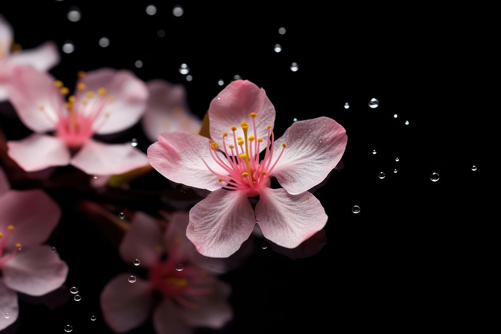 Sakura blossom flower pollen.