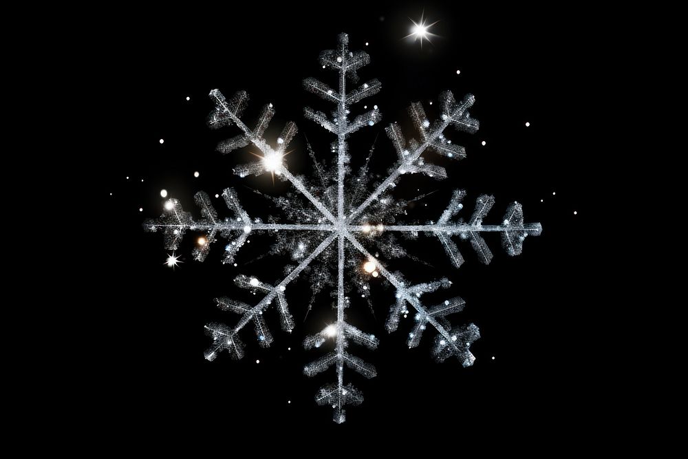 Snowflake night star black background.