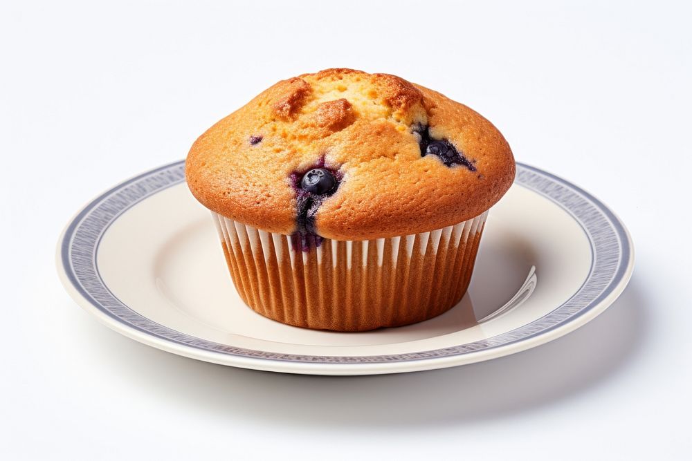Blueberry muffin on a nice plate dessert cupcake food.