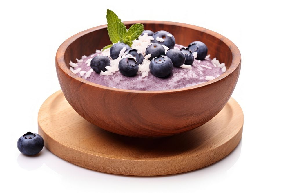 Blueberry smoothie bowl dessert fruit plant.