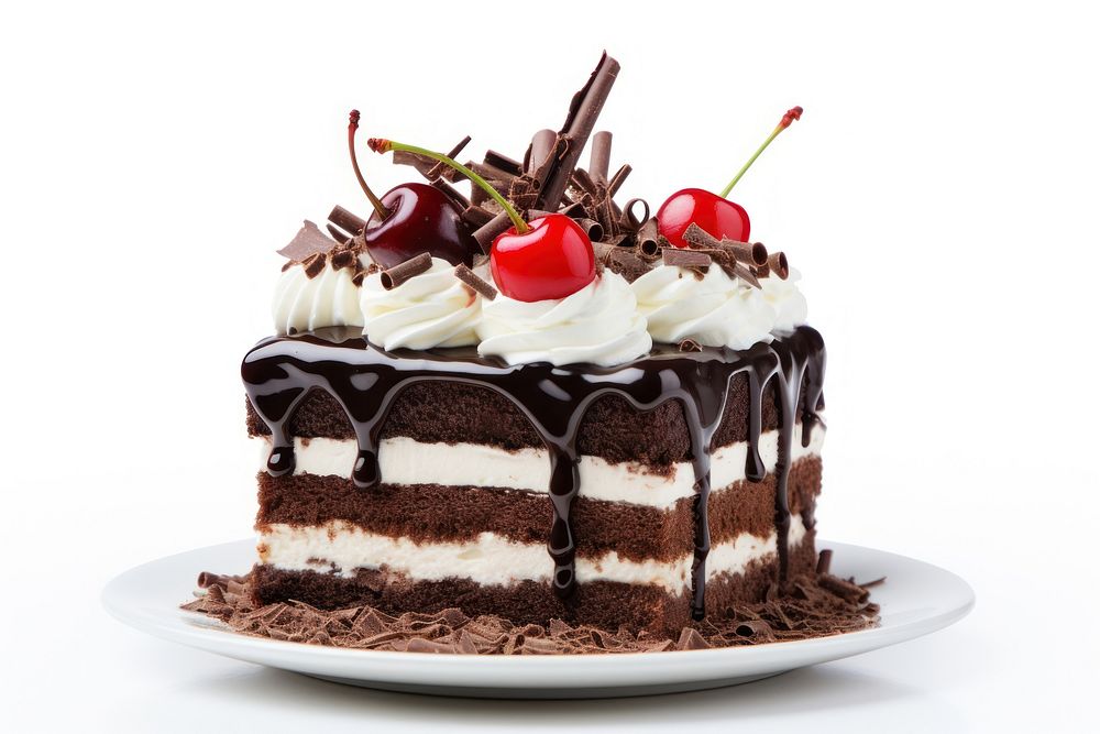 Black forest cake dessert cream food.