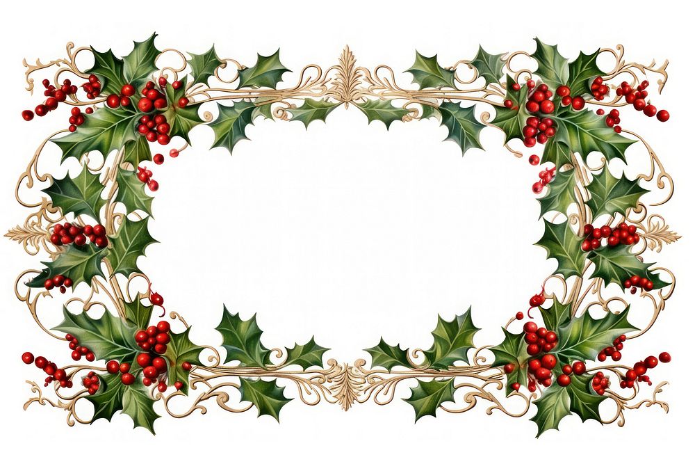 Holly leaf frame decoration christmas pattern.