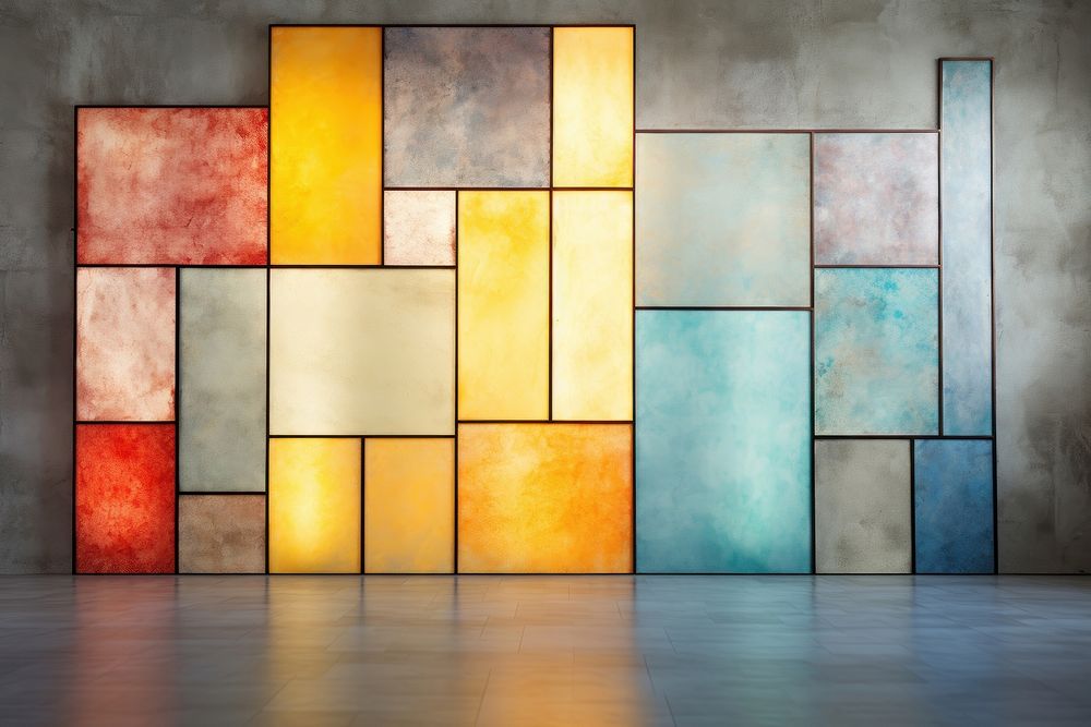 Light stained glass concrete backgrounds floor wall.