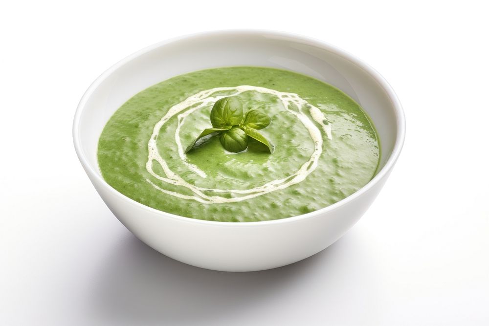 Spinach soup herbs food bowl.