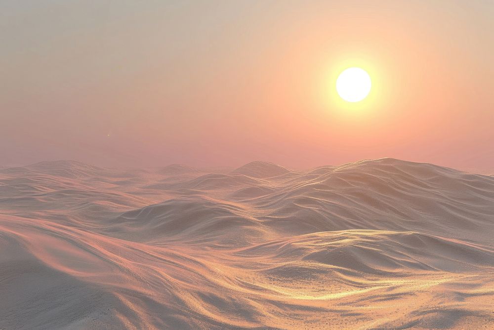 Sunrise over the sand dunes desert landscape outdoors.