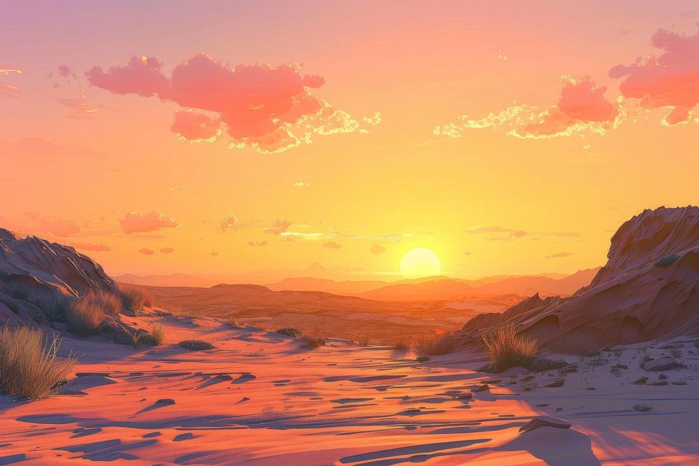Sunrise over the sand dunes landscape outdoors horizon.
