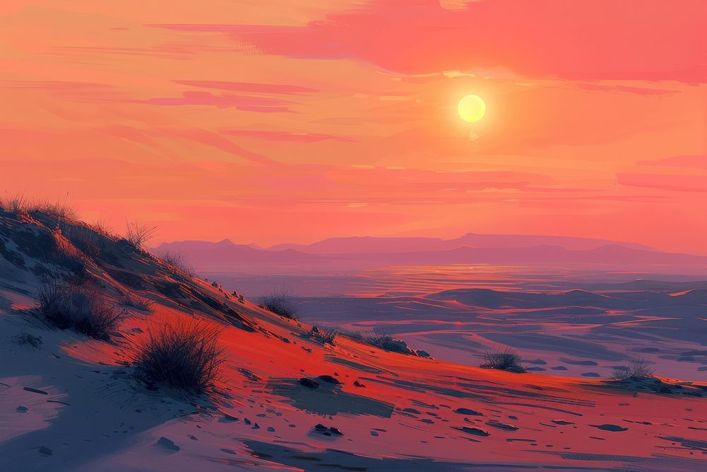 Sunrise over the sand dunes landscape outdoors horizon.
