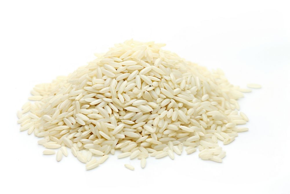 Rice grains food white background ingredient.