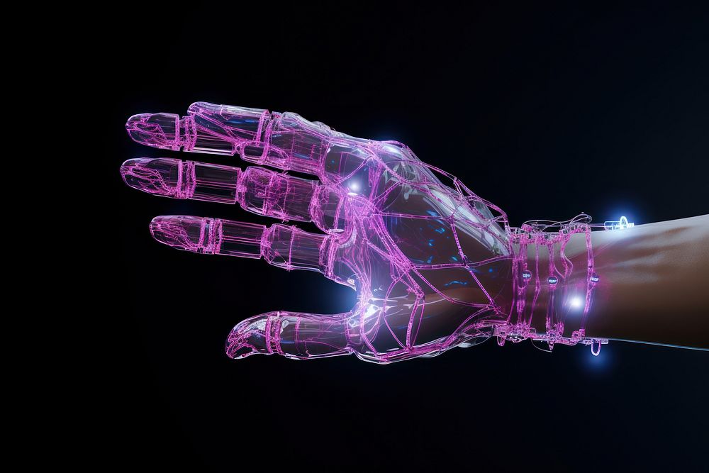 Robotic hand light electronics futuristic.