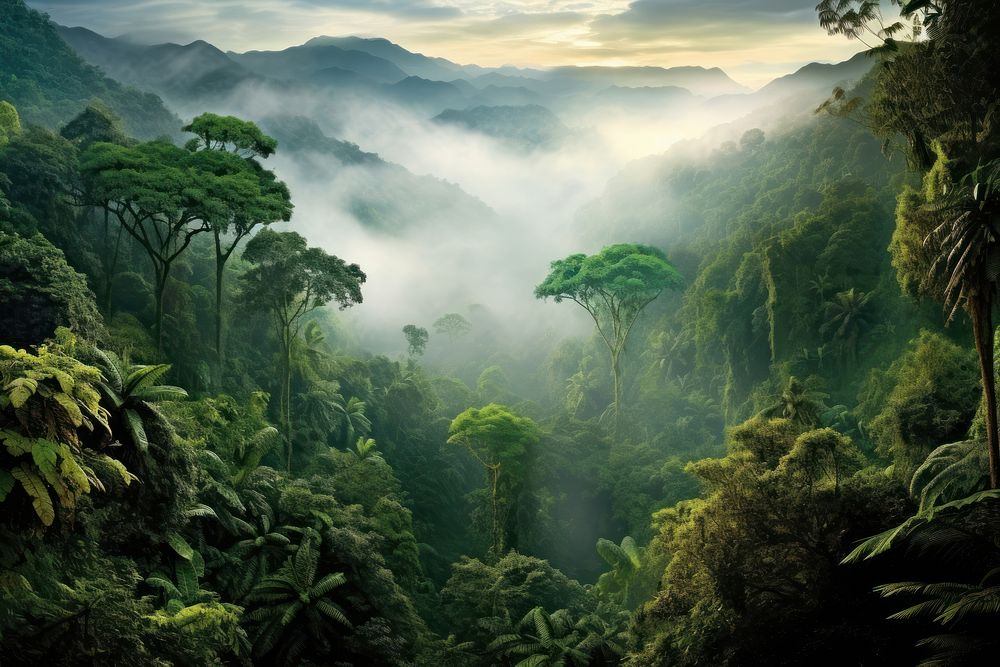 Rainforest vegetation landscape outdoors.