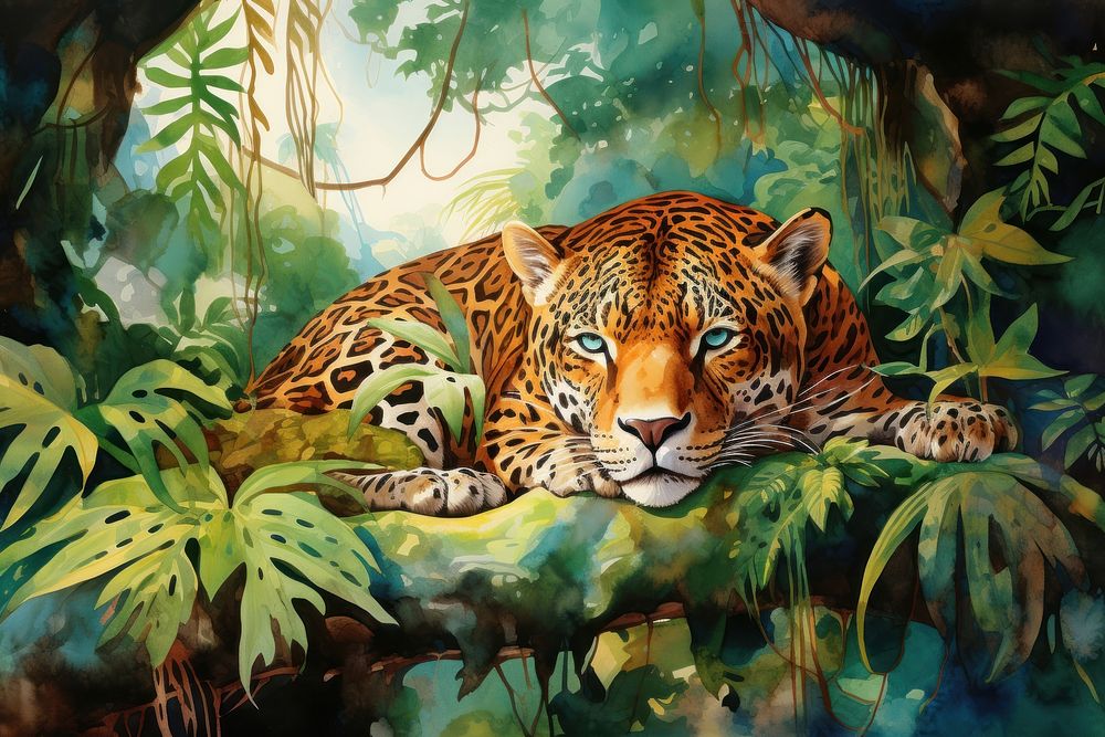 Leopard rainforest nature tree.
