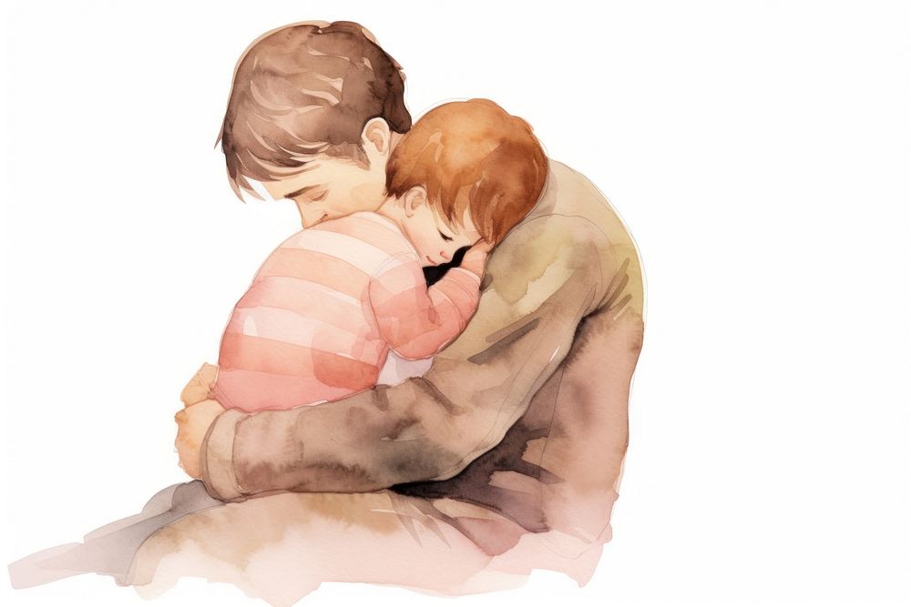 Father hugging affectionate togetherness.