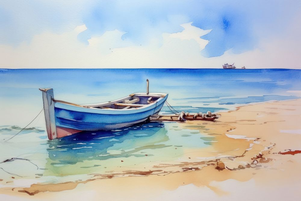 Seascape boat watercraft painting.