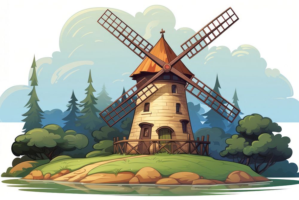 Windmill outdoors painting art.