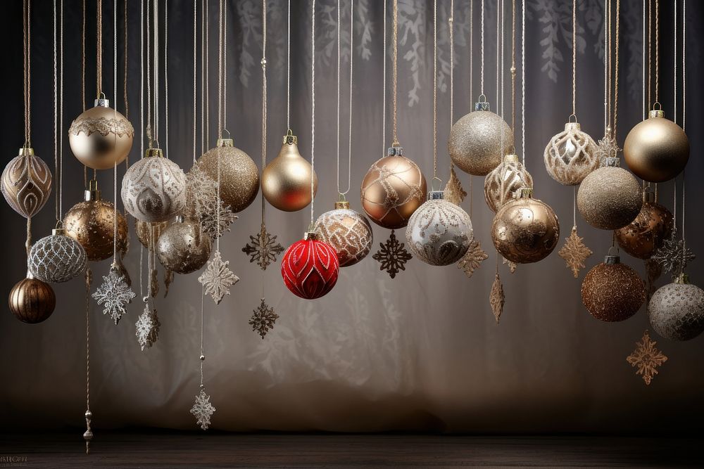 Christmas ornaments hanging sphere illuminated.