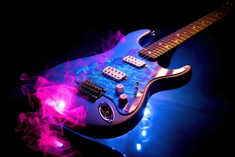 Guitar purple light blue.
