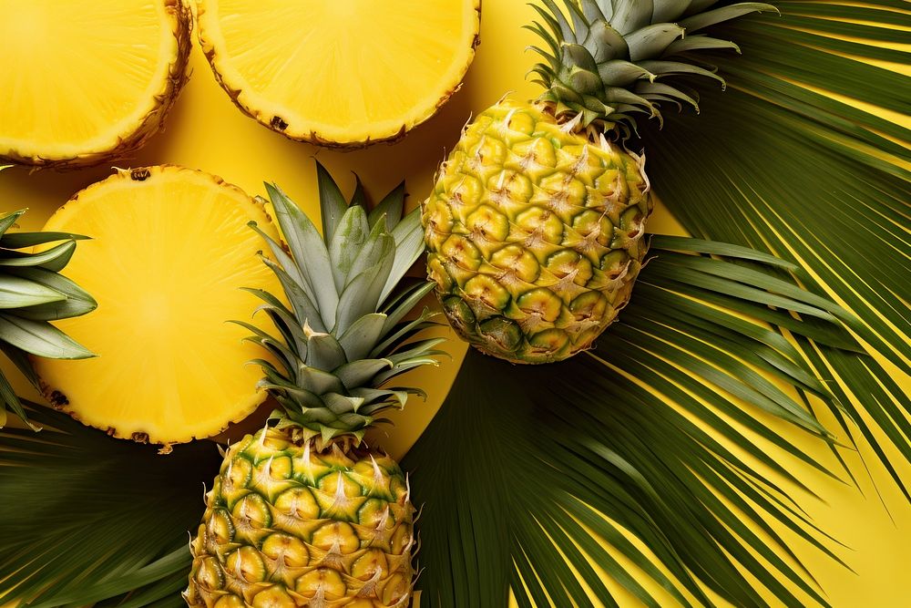 Tropical fruit pineapple backgrounds yellow.