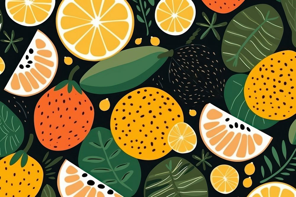 Tropical fruits pattern backgrounds grapefruit.