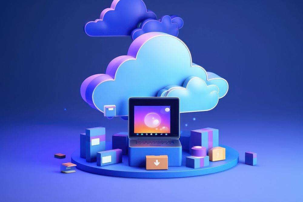 Download multimedia file from cloud management computer screen purple.