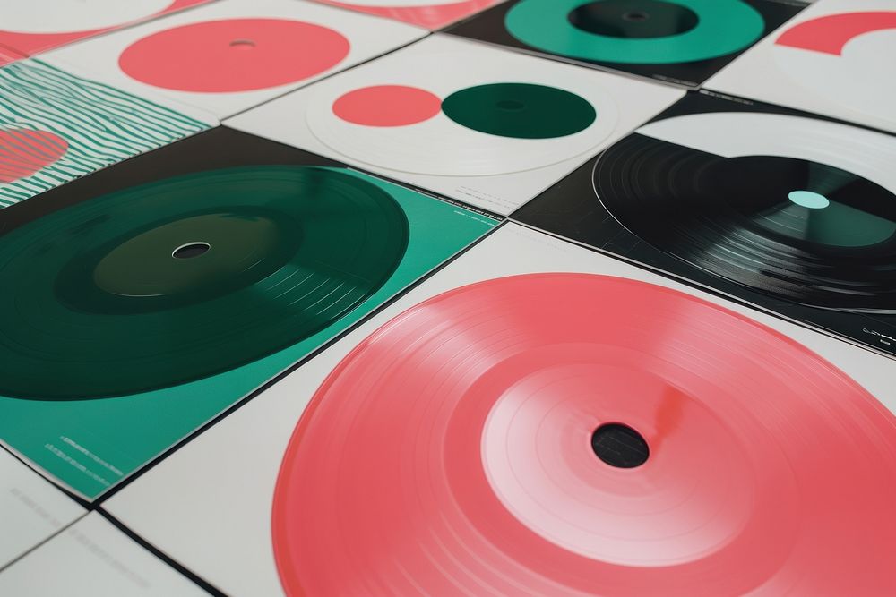 CMYK Screen printing of 3 vinyls backgrounds shape green.