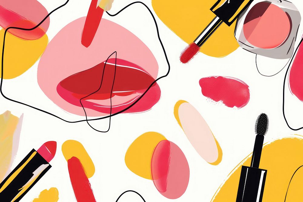 CMYK Screen printing of cosmetics backgrounds lipstick fashion.