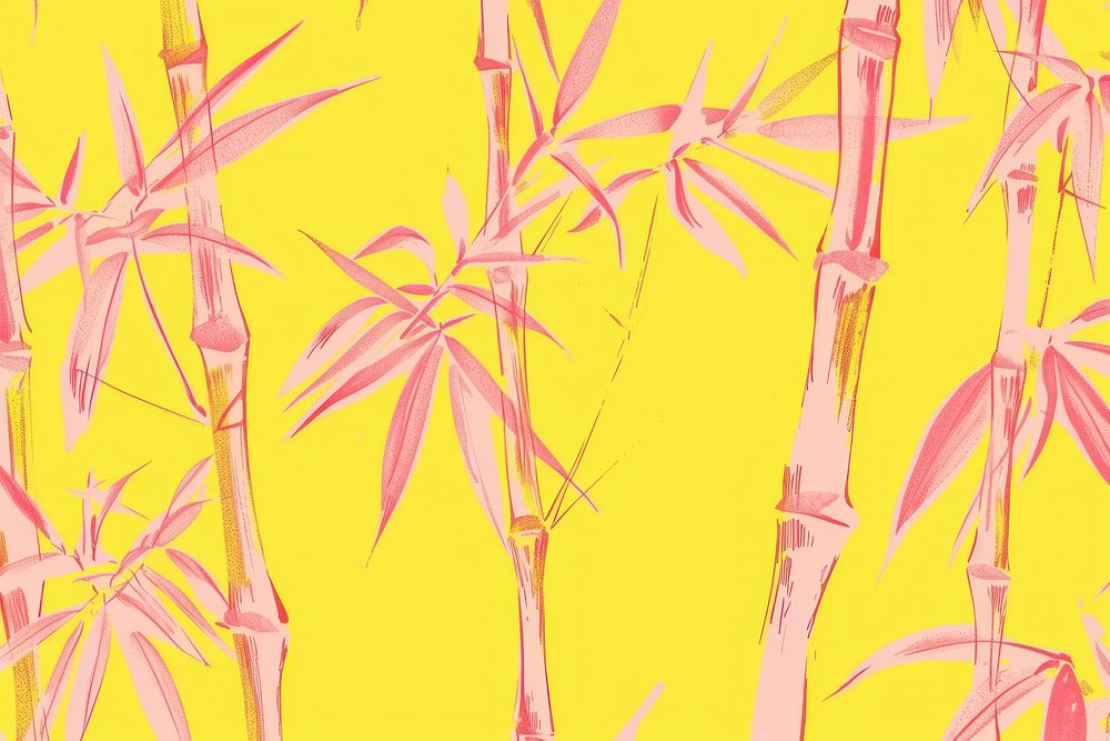 CMYK Screen printing of bamboo backgrounds pattern yellow.