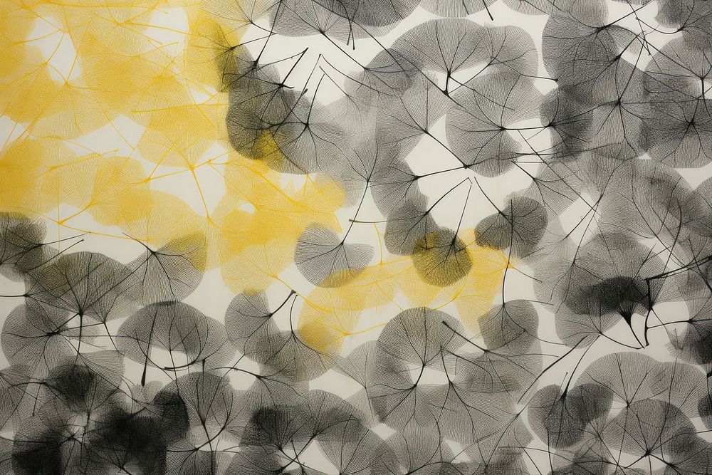 Silkscreen ginkgo leaf pattern backgrounds abstract textured.