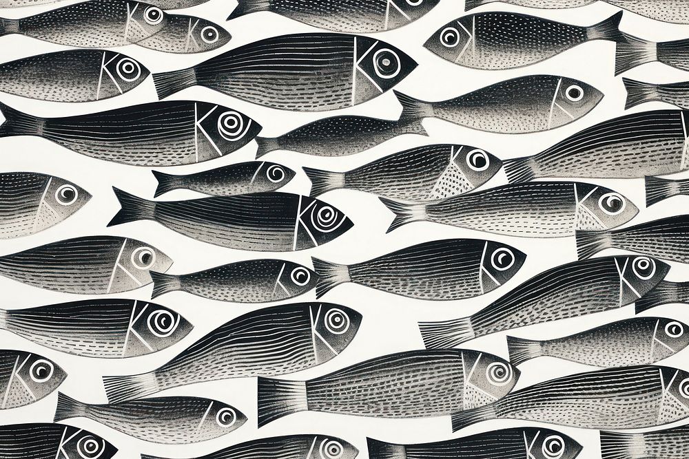 Silkscreen anchovy fish pattern backgrounds animal repetition.