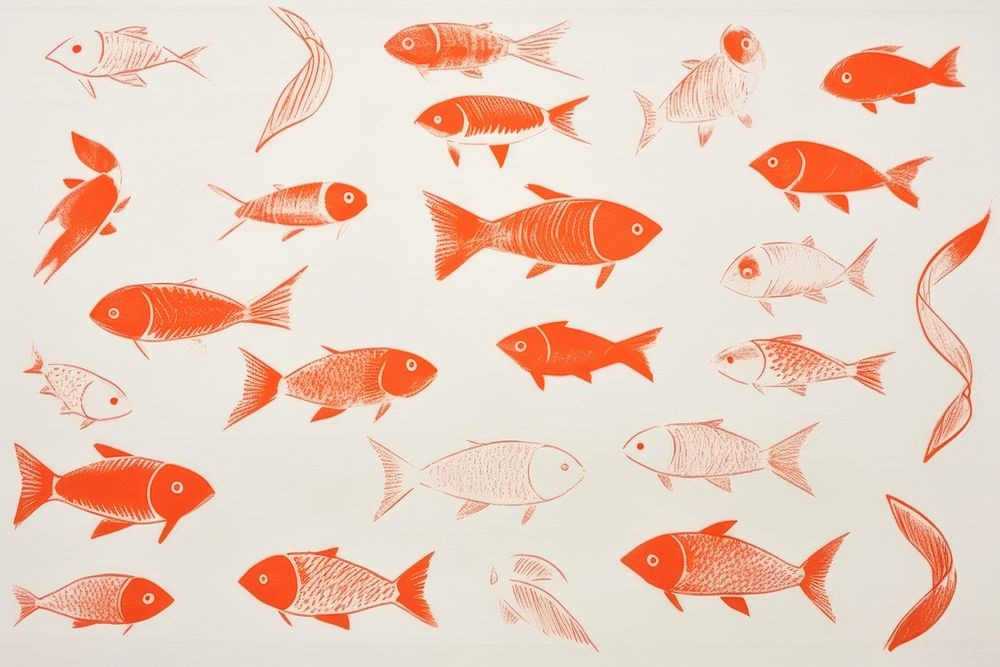 Silkscreen goldfish pattern animal red aquarium.