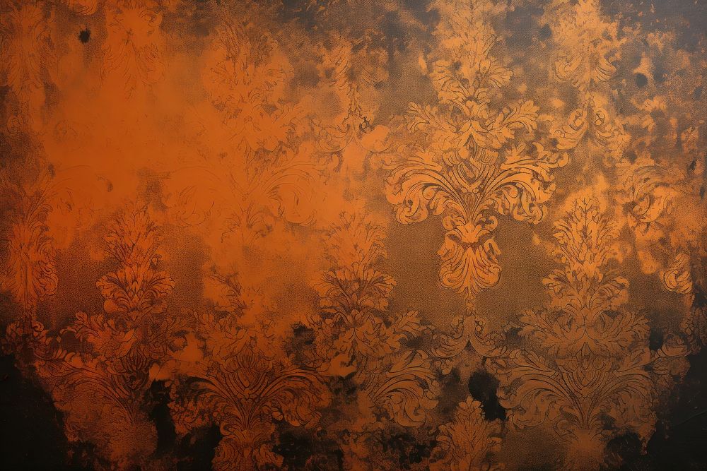 Copper damask pattern backgrounds textured abstract.
