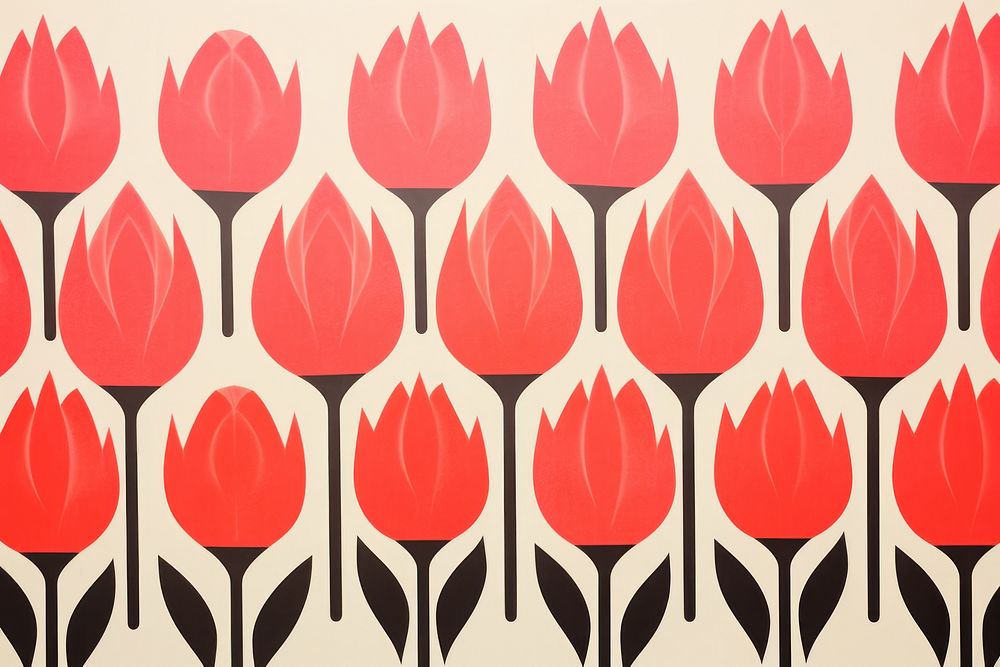 Silkscreen tulip pattern backgrounds flower petal.