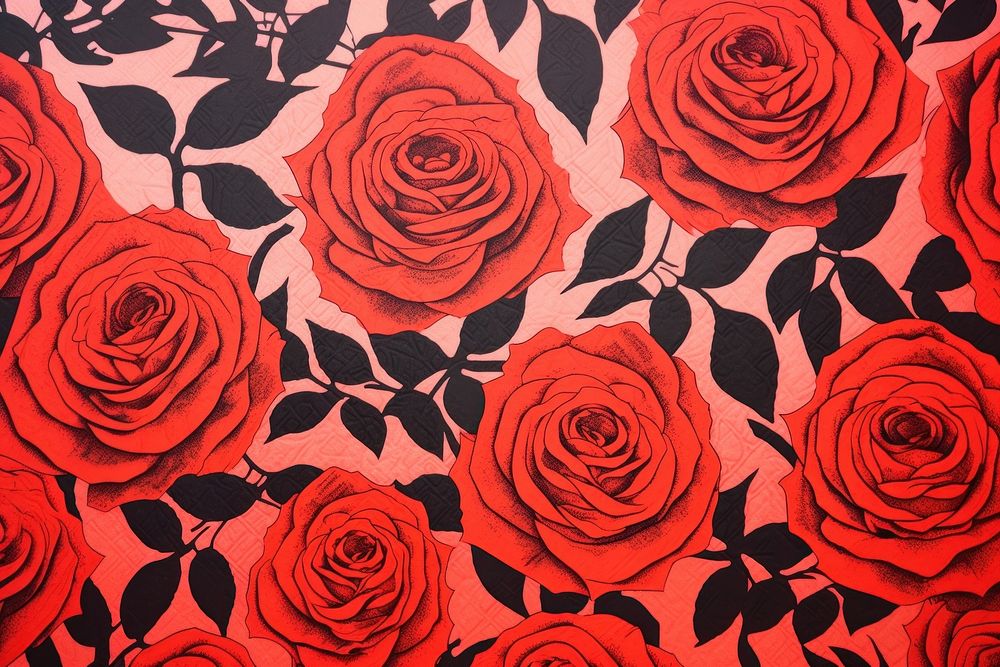 Silkscreen rose pattern backgrounds flower petal.