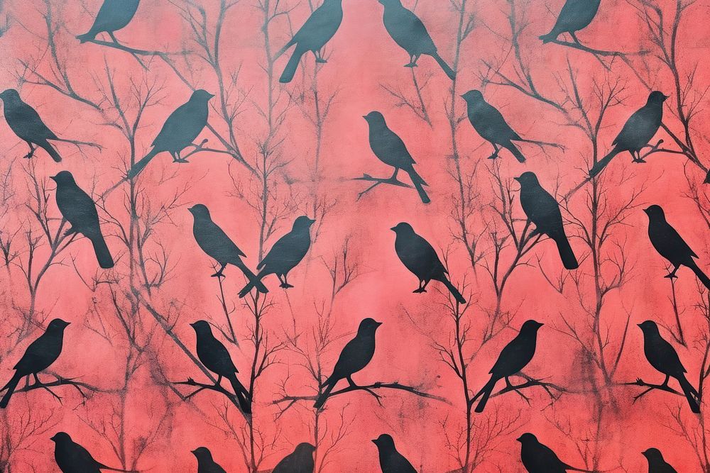 Silkscreen robin pattern backgrounds silhouette animal.