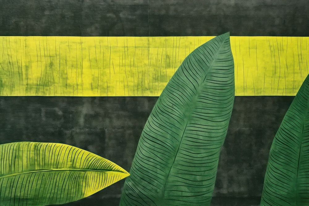 Silkscreen banana leaf pattern backgrounds textured painting.