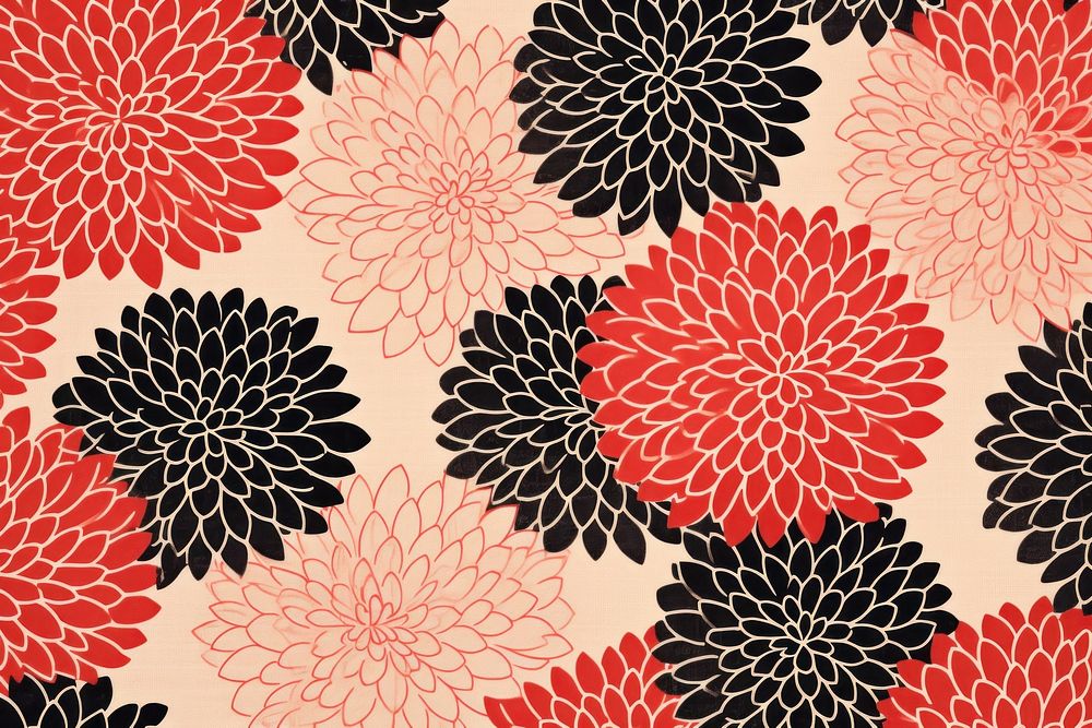 Silkscreen chrysanthemum pattern backgrounds textured abstract.