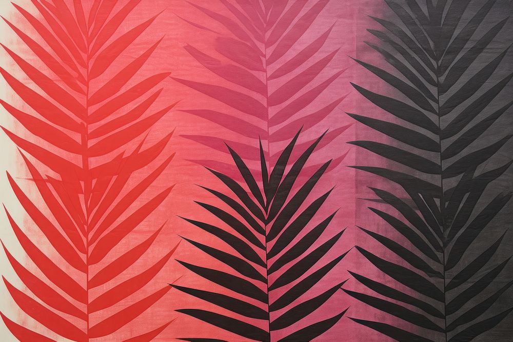 Silkscreen palm leaf pattern backgrounds red nature.