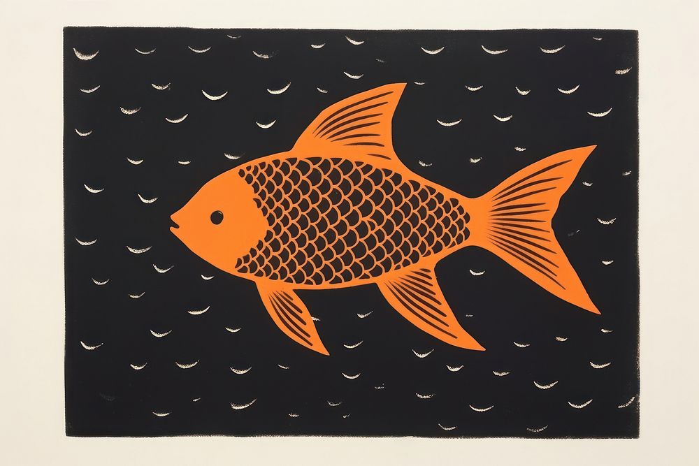 Silkscreen goldfish pattern animal creativity underwater.