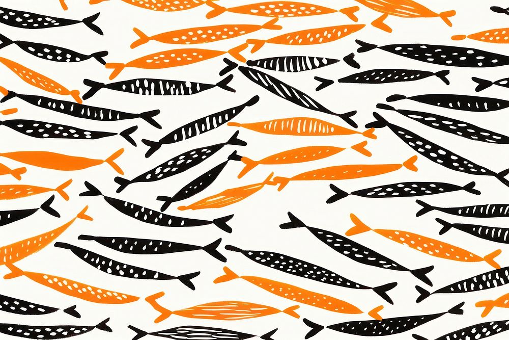 Silkscreen anchovy fish pattern backgrounds repetition sardine.
