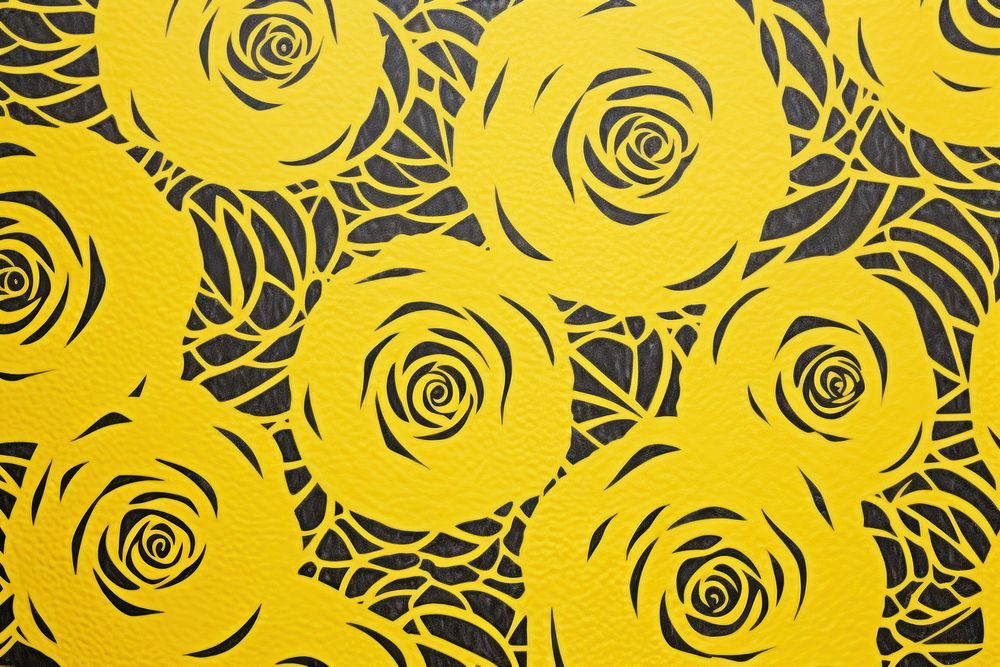 Silkscreen yellow rose pattern backgrounds abstract repetition.
