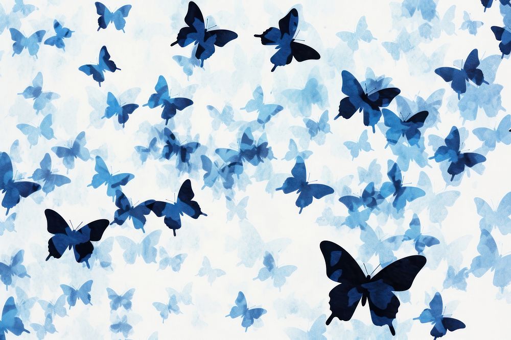 Silkscreen blue butterfly pattern backgrounds outdoors animal.