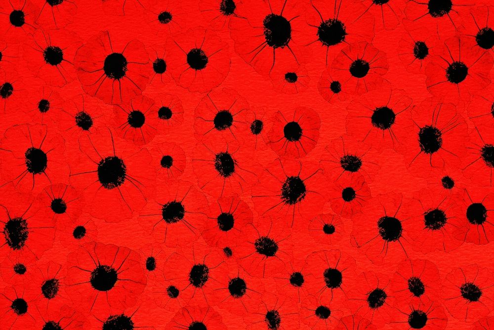Silkscreen poppy pattern red backgrounds textured.